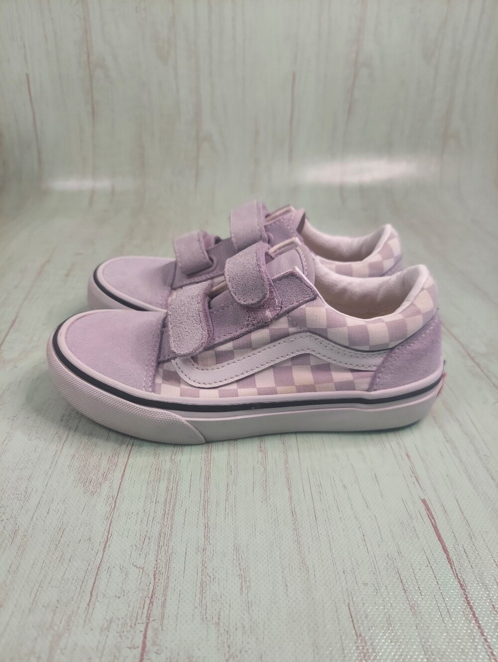 VANS Girlss Lavender Checkerboard Skate Sneakers